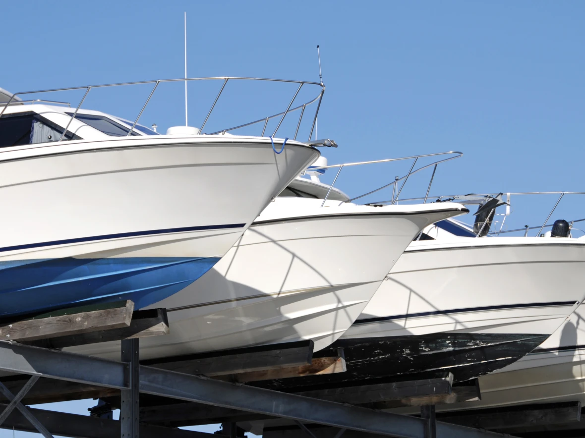 Boats docked in a marina